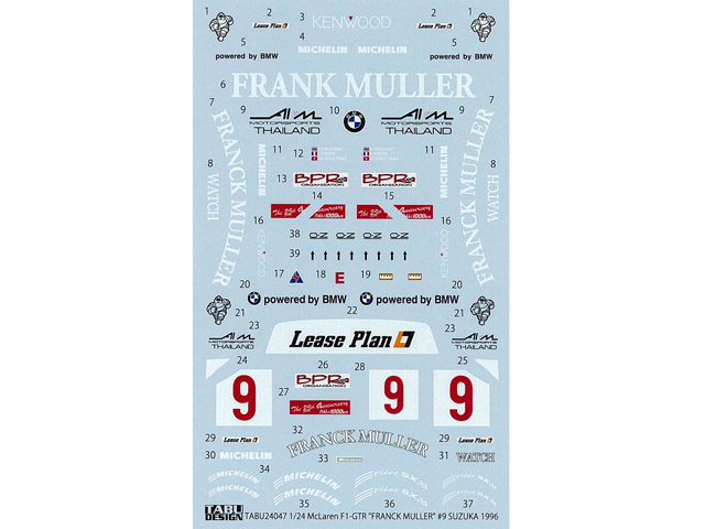 TABUデザイン 24047 1/24 マクラーレン F1-GTR FRANCK MULLER #9 Suzuka 1996 【メール便可】