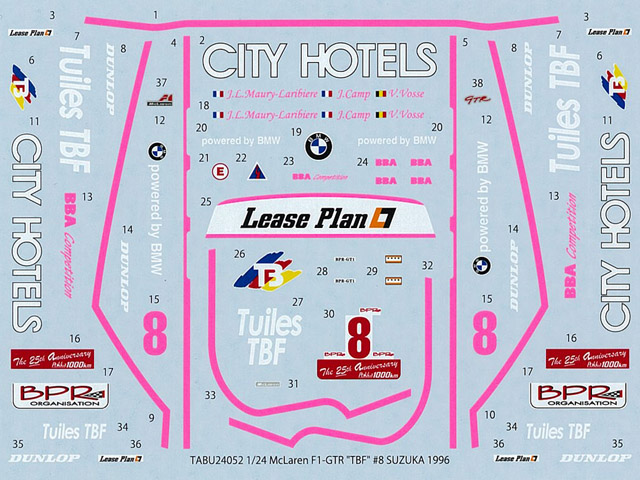 TABUデザイン 24052 1/24 マクラーレン F1-GTR TBF #8 SUZUKA 1996 【メール便可】