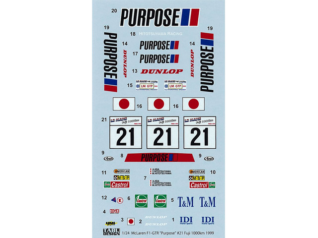 TABUデザイン 24058 1/24 マクラーレン F1-GTR Purpose #21 Fuji 1000km 1999 【メール便可】
