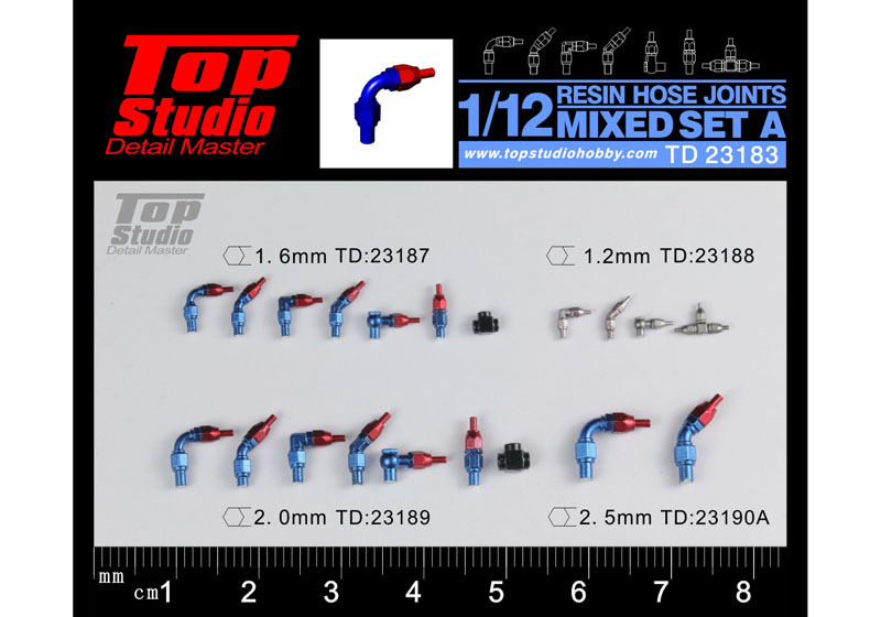 TOP STUDIO TD23183 1/12 resin hose joints mixed set A