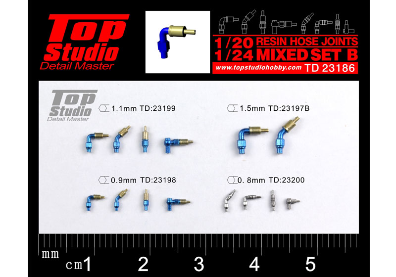 TOP STUDIO TD23186 1/20-24 resin hose joints mixed set B