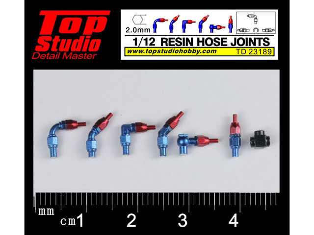 TOP STUDIO TD23189 1/12 (2.0mm) resin hose joints