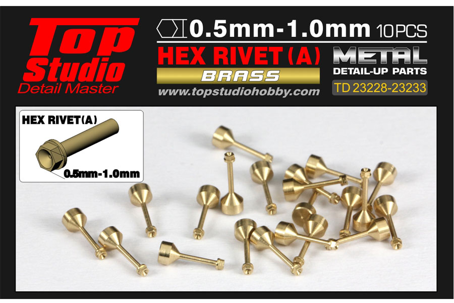 TOP STUDIO TD23233 1.0mm Hex Rivets (A) Brass 【メール便可】