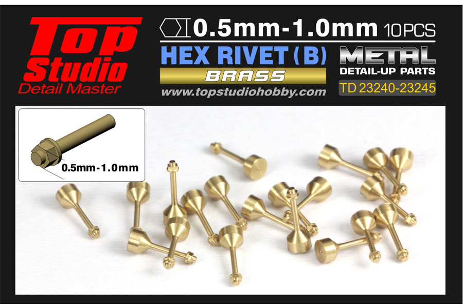 TOP STUDIO TD23241 0.6mm Hex Rivets (B) Brass 【メール便可】