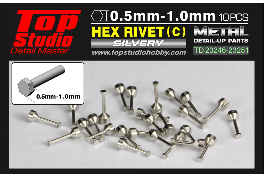 TOP STUDIO TD23246 0.5mm Hex Rivets (C) Silvery 【メール便可】