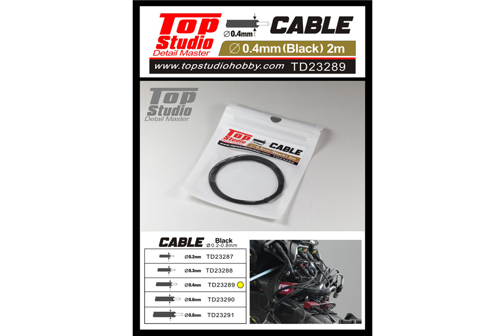TOP STUDIO TD23289 0.4mm Black Cable 【メール便可】