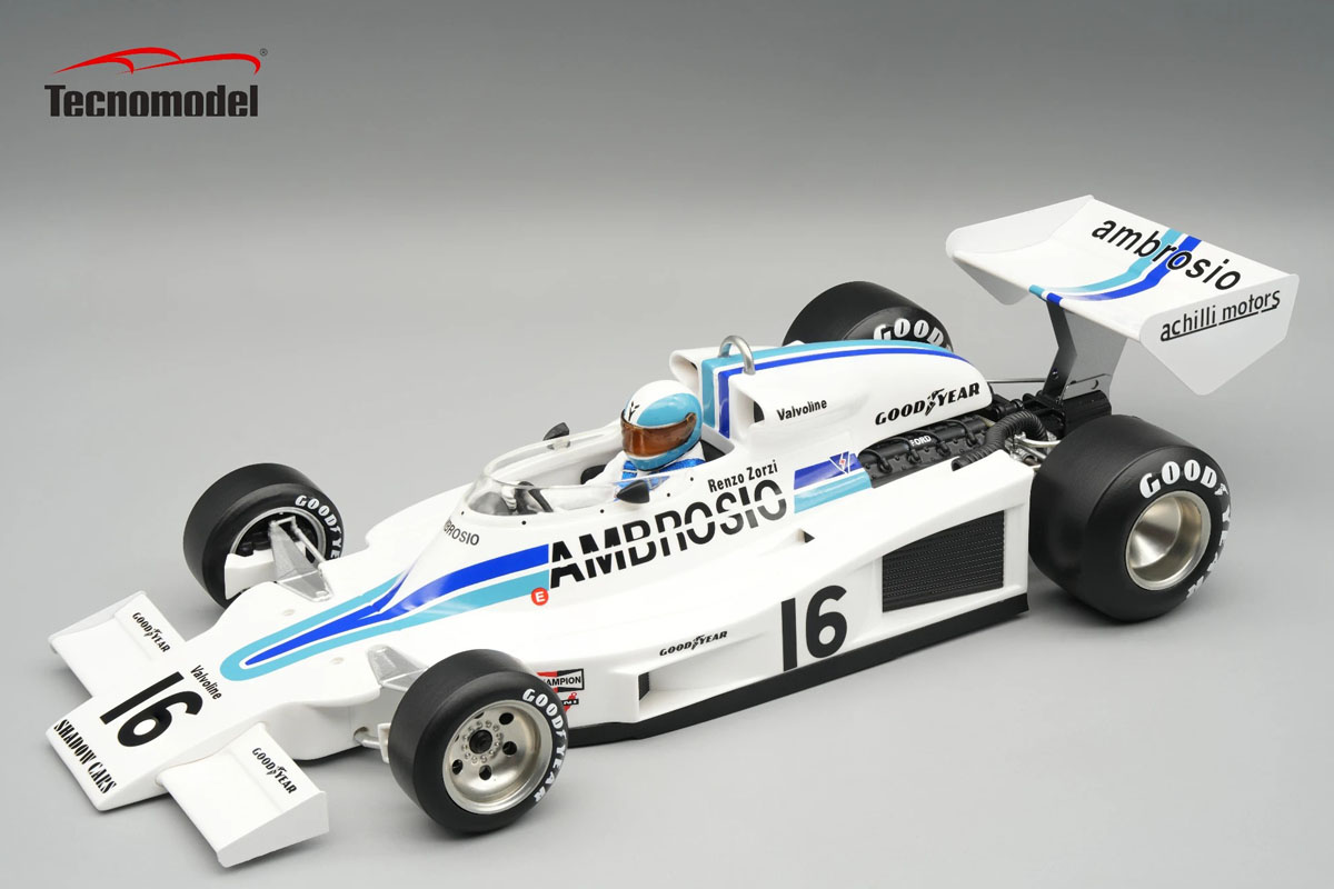 ** 予約商品 ** Tecno Model TMD18-436D 1/18 Shadow DN8 Long Beach GP 1977 #16 Renzo Zorzi (with Figure)