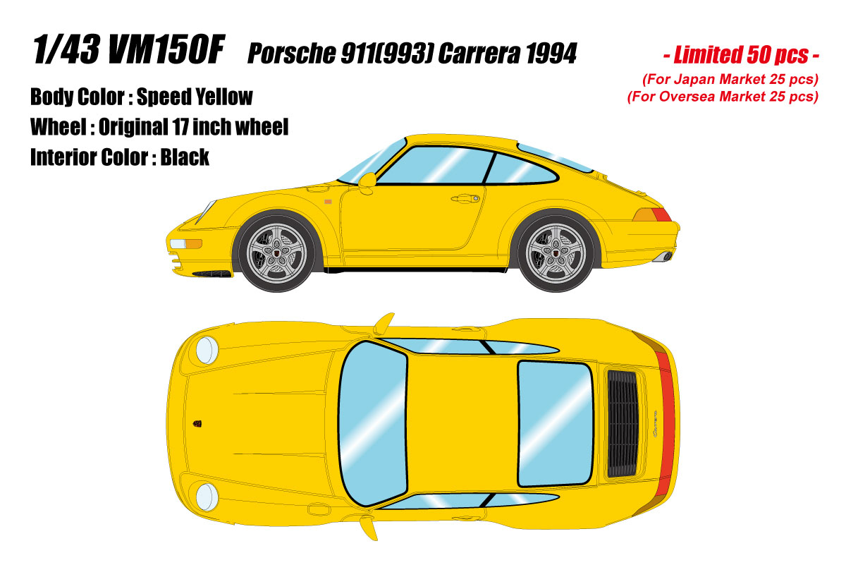 ** 予約商品 ** VISION VM150F Porsche 911(993) Carrera 1994 Speed Yellow Limited 50pcs