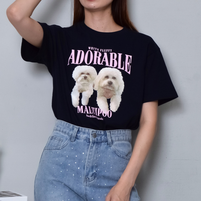 アニマルプリントTシャツDOGプリント