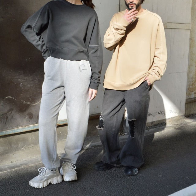 裏毛ピグメントラグランクロップドスウェット