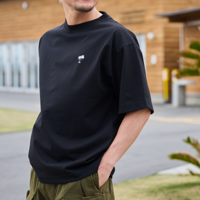 tシャツ 「SUNNY SMITH」11.6ウルトラヘビーオンス Heavy Smithヤシの木柄 ワンポイント刺繍Tee レディース メンズ 11.6ウルトラヘビーオンス Heavy Smithヤシの木柄 ワンポイント