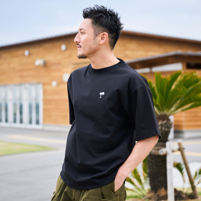 tシャツ 「SUNNY SMITH」11.6ウルトラヘビーオンス Heavy Smithヤシの木柄 ワンポイント刺繍Tee レディース メンズ 11.6ウルトラヘビーオンス Heavy Smithヤシの木柄 両面刺繍Tee