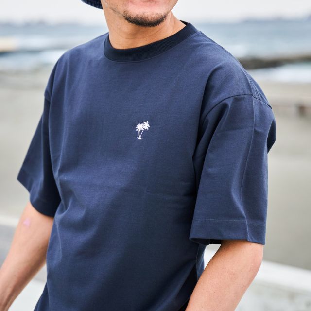 tシャツ 「SUNNY SMITH」11.6ウルトラヘビーオンス Heavy Smithヤシの木柄 ワンポイント刺繍Tee レディース メンズ 11.6ウルトラヘビーオンス Heavy Smithヤシの木柄 両面刺繍Tee
