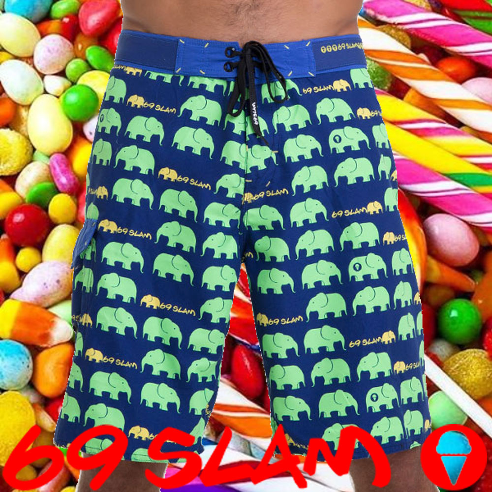 69SLAM ロックッスラム メンズ サーフパンツ ELEFHANT GREEN ボードショーツ 水着
