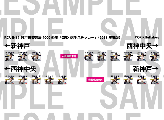 レールクラフト阿波座 神戸市交1000形用「ORIX選手ステッカー」(2018年度版)[RCA-IN84]