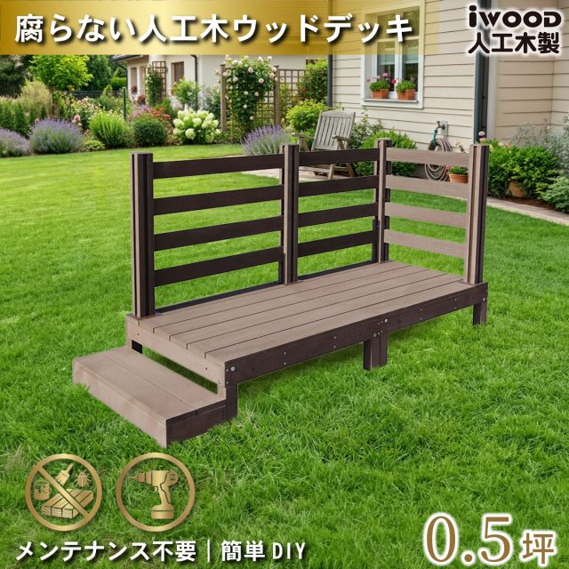 ウッドデッキ　人工木製　0.5坪　[6点セット]　ダークブラウン　A2d3bd1sD　アイウッドデッキ　ボーダータイプ　A90D　BDD