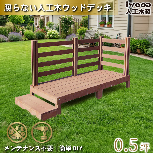 ウッドデッキ　人工木製　0.5坪　[6点セット]　ナチュラル　A2d3bd1sN　アイウッドデッキ　ボーダータイプ　A90N　BDN