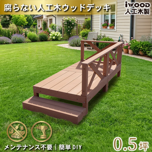 ウッドデッキ　人工木製　0.5坪　[6点セット]　ナチュラル　A2d3x1sN　アイウッドデッキ　ローXタイプ　A90N　XN