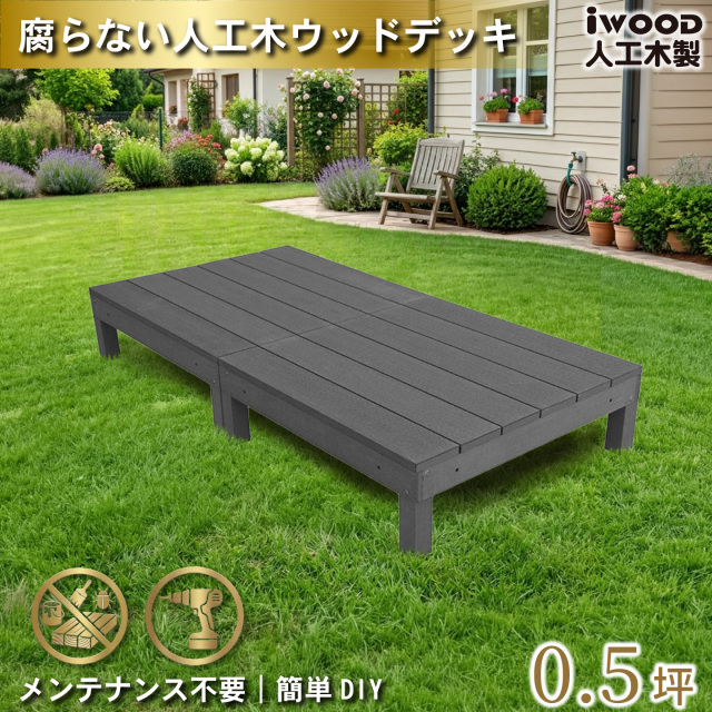 ウッドデッキ　人工木製　0.5坪　[2点セット]　ブラック　A2dB　アイウッドデッキ　A90B