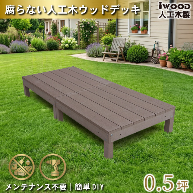 ウッドデッキ　人工木製　0.5坪　[2点セット]　ダークブラウン　A2dD　アイウッドデッキ　A90D