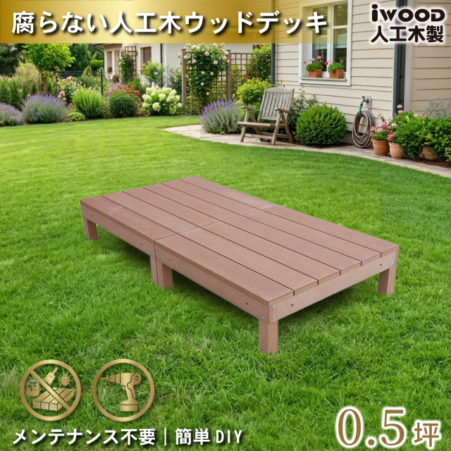 ウッドデッキ　人工木製　0.5坪　[2点セット]　ナチュラル　A2dN　アイウッドデッキ　A90N