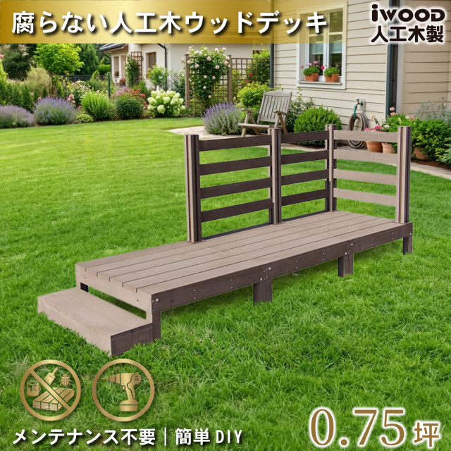 ウッドデッキ　人工木製　0.75坪　[6点セット]　ダークブラウン　A3d3bd1sD　アイウッドデッキ　ボーダータイプ　A90D　BDD