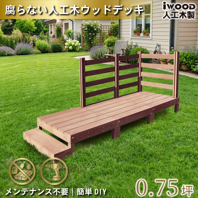 ウッドデッキ　人工木製　0.75坪　[6点セット]　ナチュラル　A3d3bd1sN　アイウッドデッキ　ボーダータイプ　A90N　BDN