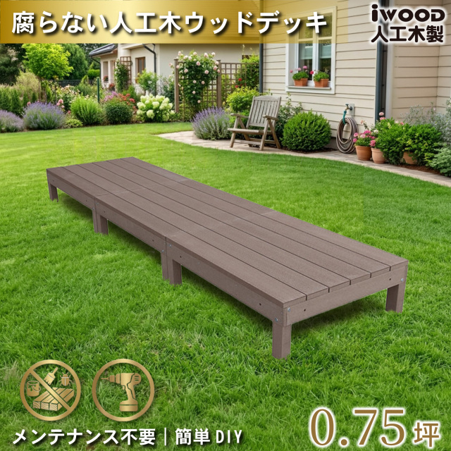 ウッドデッキ　人工木製　0.75坪　[3点セット]　ダークブラウン　A3dD　アイウッドデッキ　A90D