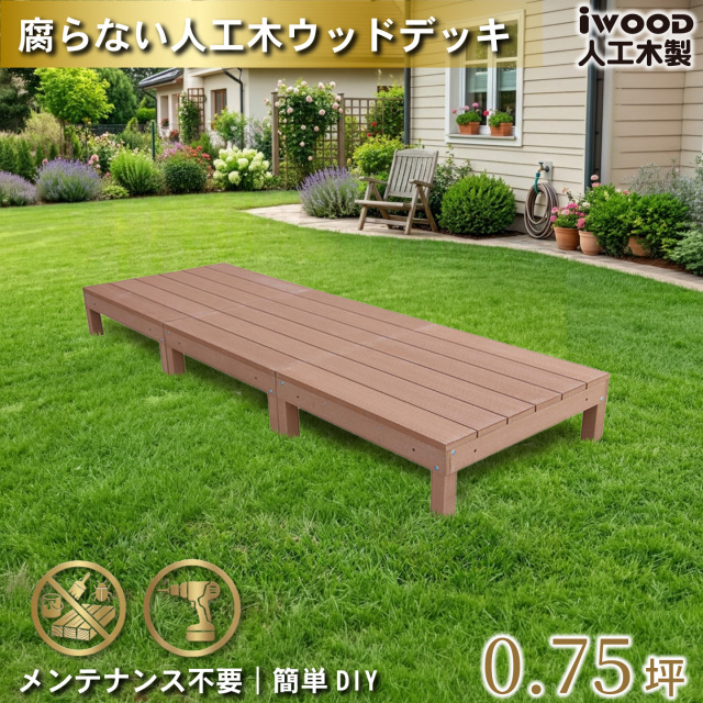 ウッドデッキ　人工木製　0.75坪　[3点セット]　ナチュラル　A3dN　アイウッドデッキ　A90N