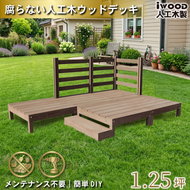 ウッドデッキ　人工木製　1.25坪　[6点セット]　ダークブラウン　A5d3bd1sD　アイウッドデッキ　ボーダータイプ　A90D　BDD