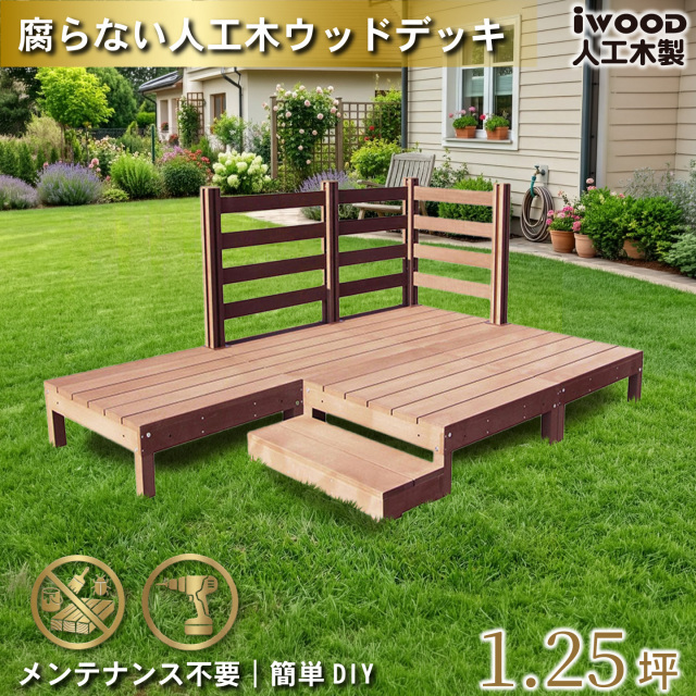 ウッドデッキ　人工木製　1.25坪　[6点セット]　ナチュラル　A5d3bd1sN　アイウッドデッキ　ボーダータイプ　A90N　BDN