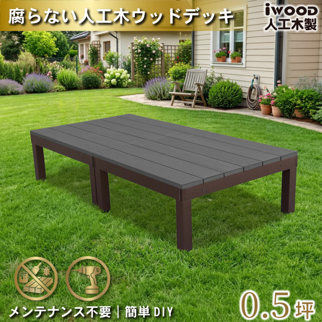 ウッドデッキPLUS　人工木+アルミ製　[2点セット]　ブラック　P2dB　アイウッドデッキPLUS　P90B　オープンタイプ