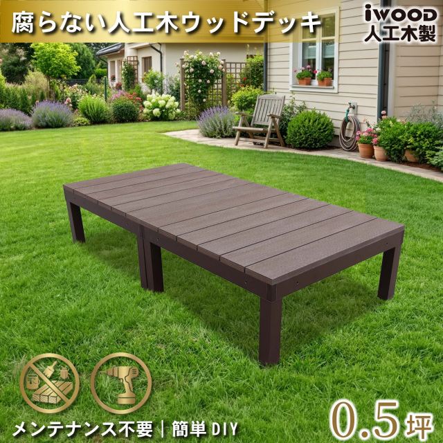 ウッドデッキPLUS　人工木+アルミ製　[2点セット]　ダークブラウン　P2dD　アイウッドデッキPLUS　P90D　オープンタイプ