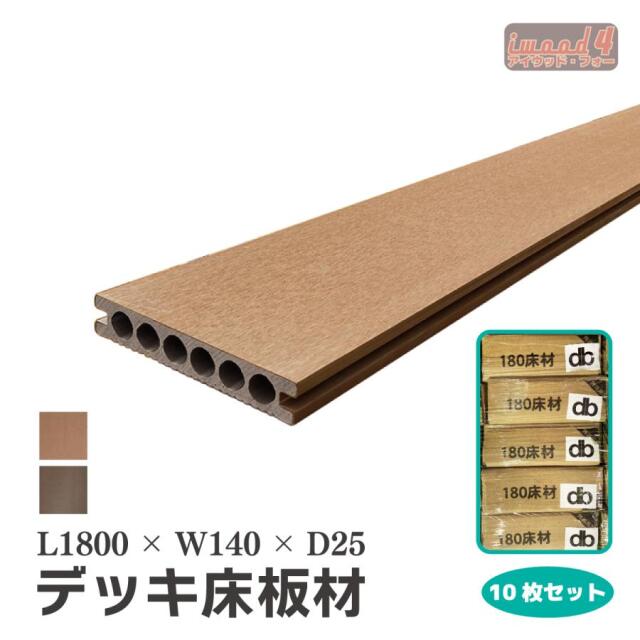 アイウッド・フォー　デッキ床板材　10本セット　ナチュラル　長1800 × 厚25 × 幅140　14025N　igardenオリジナル商品