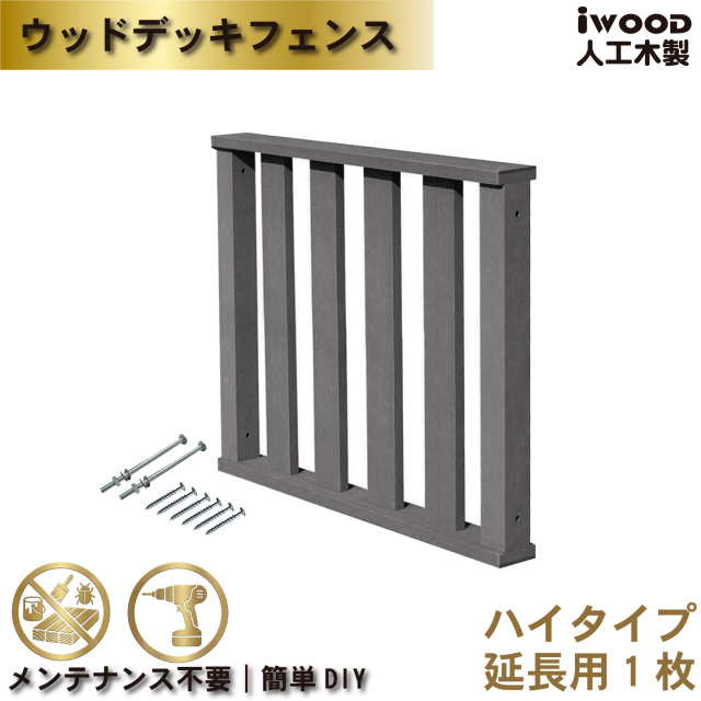 ウッドデッキフェンス　人工木製　ハイタイプ　ブラック　延長　[1枚]　H800mm　1HB　igardenオリジナル商品