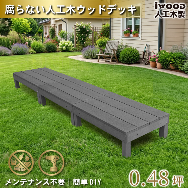 ウッドデッキ60系　人工木製　ブラック　[3点セット]　60A3dB　アイウッドデッキ60系　A60B
