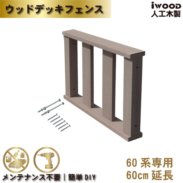 ウッドデッキフェンス60系　人工木製　ダークブラウン　延長　[1枚]　60-1fD　igardenオリジナル商品