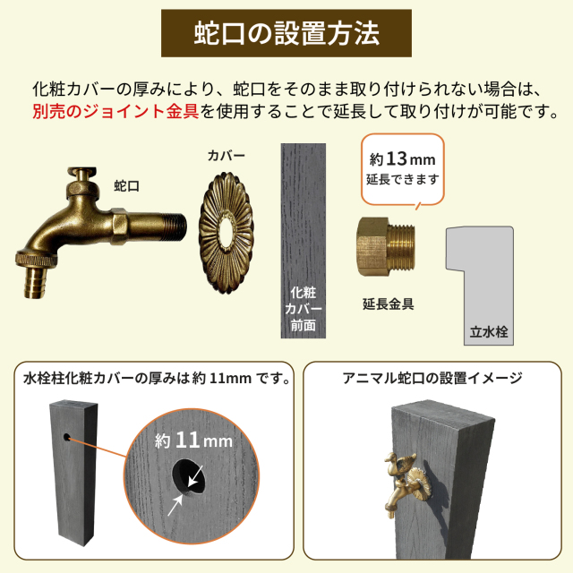 水栓柱カバーと蛇口の設置方法