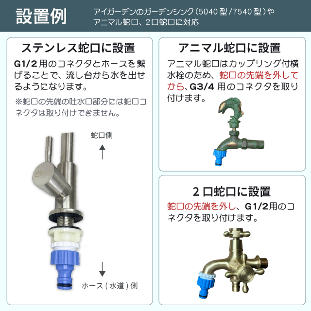蛇口コネクタの設置例