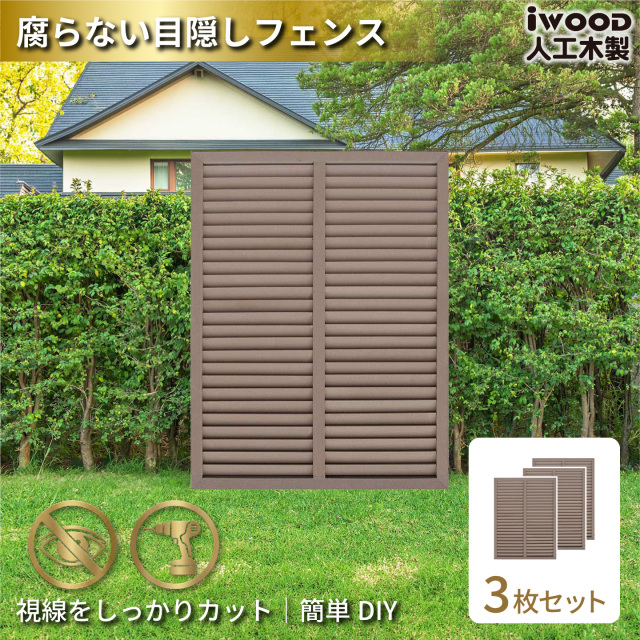 ルーバーラティス　人工木製　H120cm×W90cm　[3枚セット]　ダークブラウン　1290s3D　アイウッドルーバーラティス　R1290D