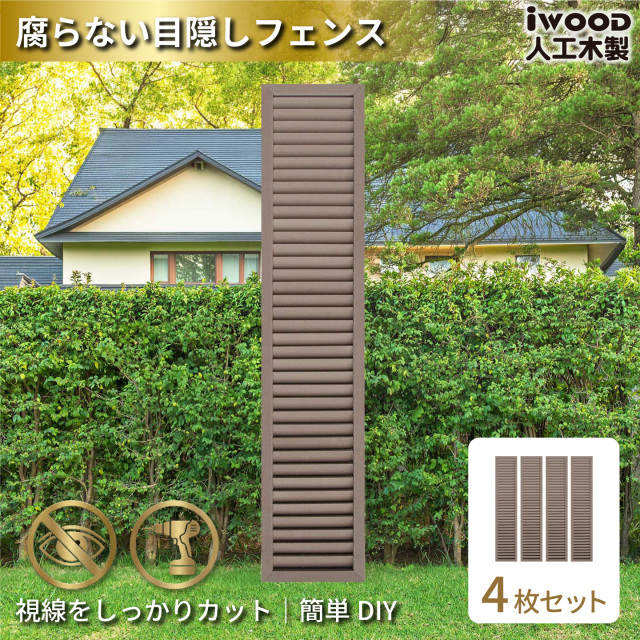 ルーバーラティス　人工木製　H175cm×W30cm　[4枚セット]　ダークブラウン　1753s4D　アイウッドルーバーラティス　R1753D