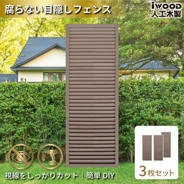 ルーバーラティス　人工木製　H175cm×W60cm　[3枚セット]　ダークブラウン　1756s3D　アイウッドルーバーラティス　R1756D
