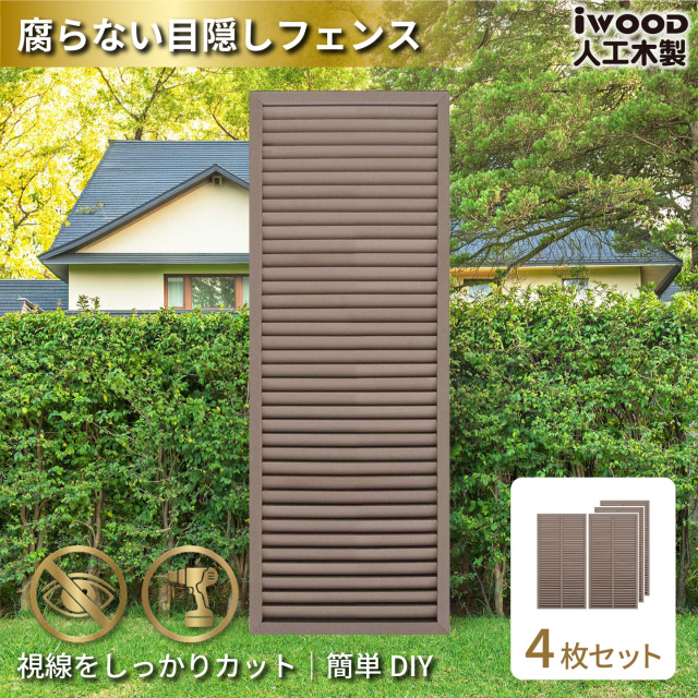 ルーバーラティス　人工木製　H175cm×W60cm　[4枚セット]　ダークブラウン　1756s4D　アイウッドルーバーラティス　R1756D
