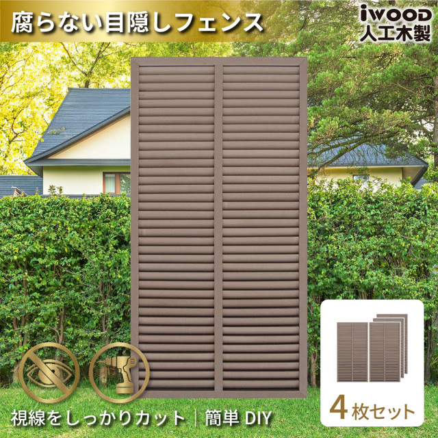 ルーバーラティス　人工木製　H175cm×W90cm　[4枚セット]　ダークブラウン　1759s4D　アイウッドルーバーラティス　R1759D