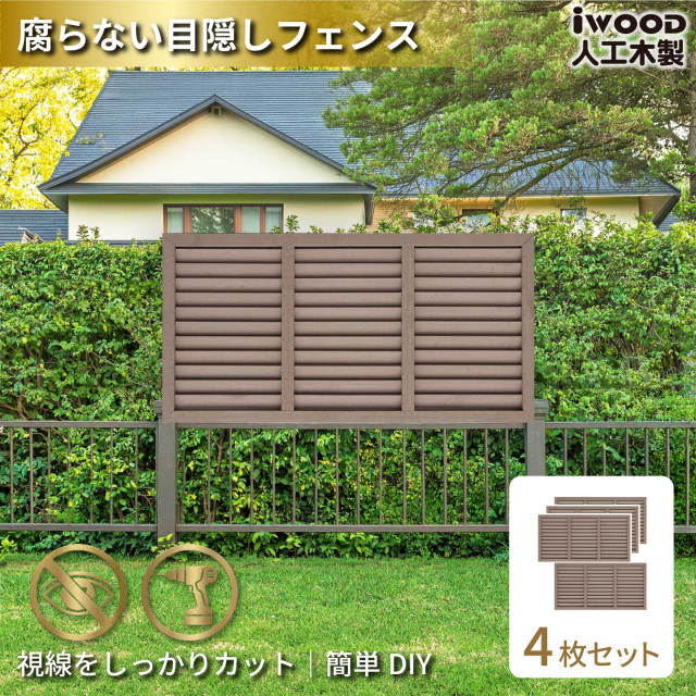ルーバーラティス　人工木製　H60cm×W120cm　[4枚セット]　ダークブラウン　6012s4D　アイウッドルーバーラティス　R6012D