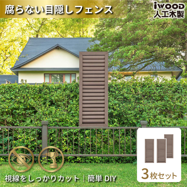 ルーバーラティス　人工木製　H90cm×W30cm　[3枚セット]　ダークブラウン　9030s3D　アイウッドルーバーラティス　R9030D