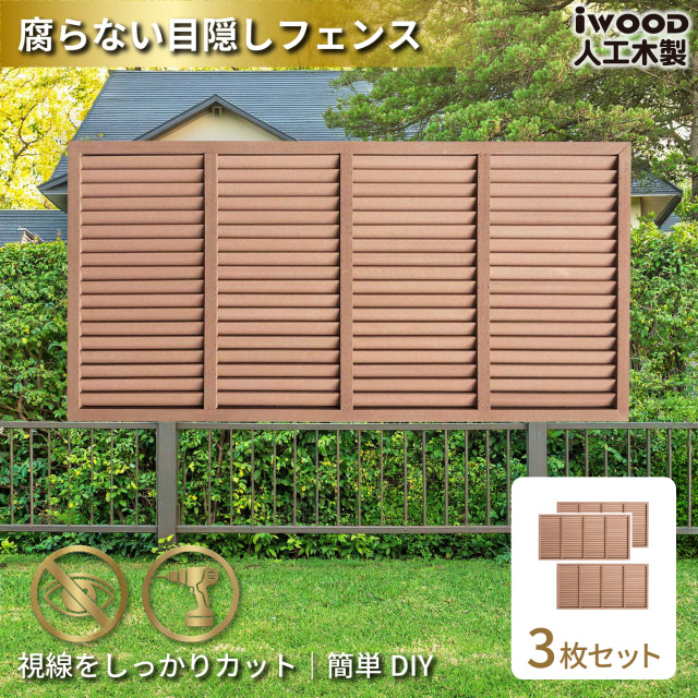 6月18日から発送　ルーバーラティス　人工木製　H90cm×W176cm　[3枚セット]　ナチュラル　9176s3N　アイウッドルーバーラティス　R9176N