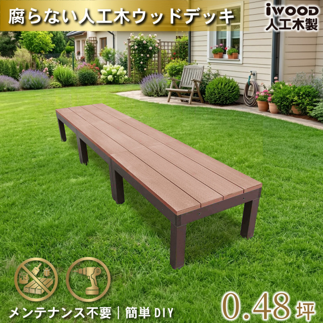 ウッドデッキPLUS60系　人工木+アルミ製　ナチュラル　[3点セット]　60P3dN　アイウッドデッキPLUS60系　P60N