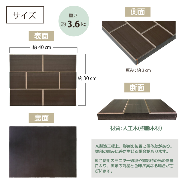 敷き用レンガパネルのサイズ