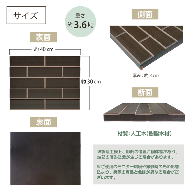 花壇用レンガパネルのサイズ